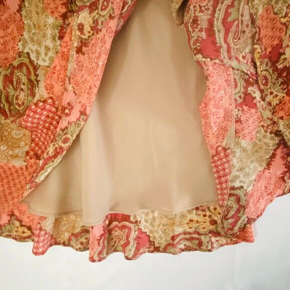 SUNNY LEIGH 100% Silk Chiffon Flared Skirt Lined Multicolor Sz 12 - Picture 3 of 10